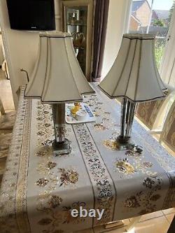 Set Of Two Beautiful Unusual Mirrored Lamps