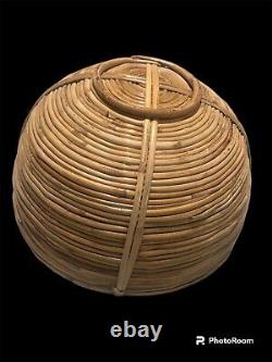 Set Of Two Coiled Bamboo Pencil Reed Baskets