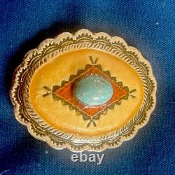 Set Of Two Concho Accessories Buckle Marked RJ Graziano & Bolo Tie Centerpiece