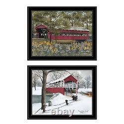 Set Of Two Covered Bridge Collection II 2 Black Framed Print Wall Art