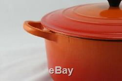 Set Of Two E & F Le Creuset Round Cast Iron Enameled Dutch Oven Flame Orange