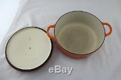 Set Of Two E & F Le Creuset Round Cast Iron Enameled Dutch Oven Flame Orange