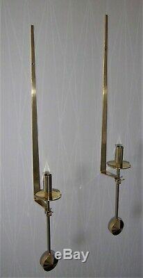 Set Of Two Pendel Wall Candle Holders / Brass Skultuna Pierre Forsell