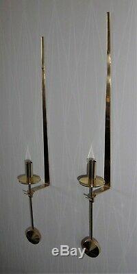 Set Of Two Pendel Wall Candle Holders / Brass Skultuna Pierre Forsell