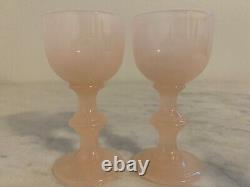 Set Of Two Portieux Vallerysthal Opalesent Pink Glass Cordials