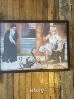Set Of Two Professionally Framed Persian Iranian Propaganda Posters Cultural Rev