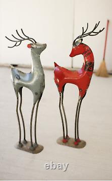 Set Of Two Recycled Iron Deer Multi