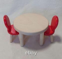 Set Of Two Red Chairs And Table Board Hennig Dollhouse Miniature