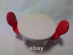 Set Of Two Red Chairs And Table Board Hennig Dollhouse Miniature