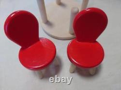 Set Of Two Red Chairs And Table Board Hennig Dollhouse Miniature