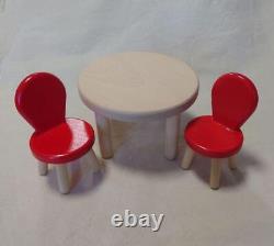 Set Of Two Red Chairs And Table Board Hennig Dollhouse Miniature