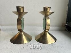 Set Of Two Swedish MCM Candleholders By Gunnar Ander For Ystad Metal