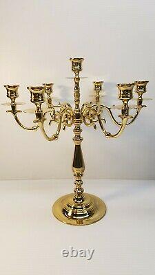 Set Of Two Vintage Baldwin USA 7 Candle 6 Arm Brass 16 Candelabra Candle Holder