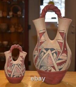 Set Of Two Vintage Jemez Pueblo Wedding Vases/handcoiled/ Free Shipping