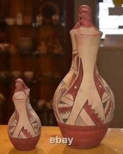 Set Of Two Vintage Jemez Pueblo Wedding Vases/handcoiled/ Free Shipping