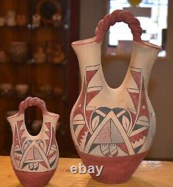 Set Of Two Vintage Jemez Pueblo Wedding Vases/handcoiled/ Free Shipping