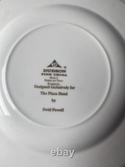 Set Of Two Vintage Plaza Hotel NYC Swid Powell Plates Dudson China England Gold
