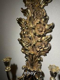 Set Of Two Vintage Syroco #4133 Wall Sconce Candle Holders Hollywood Regency