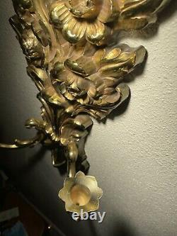 Set Of Two Vintage Syroco #4133 Wall Sconce Candle Holders Hollywood Regency