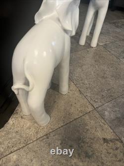 Set Of Two Vintage Wooden Elephants