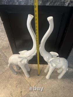 Set Of Two Vintage Wooden Elephants