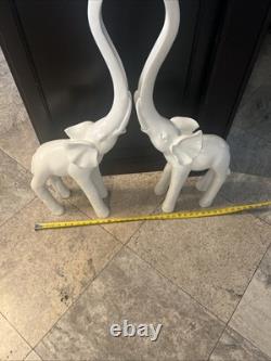 Set Of Two Vintage Wooden Elephants