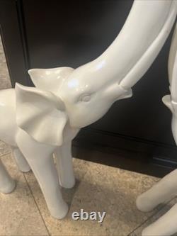 Set Of Two Vintage Wooden Elephants
