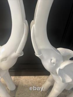 Set Of Two Vintage Wooden Elephants