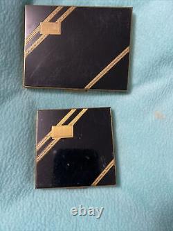 Set Of Two Vintage ZELL FIFTH AVENUE Compacts Art Deco Powder Makeup Mirror EUC