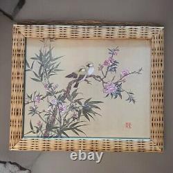 Set Of Two Wang Xuetao 1903-82 Birds And Blooms Framed Casein Watercolor Prints