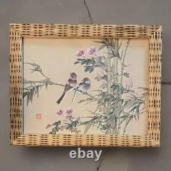 Set Of Two Wang Xuetao 1903-82 Birds And Blooms Framed Casein Watercolor Prints