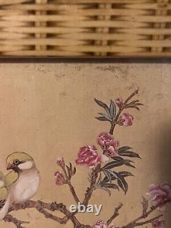 Set Of Two Wang Xuetao 1903-82 Birds And Blooms Framed Casein Watercolor Prints