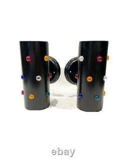 Set Of Two mid Century Modern MULTICOLORED DOTS rainbow Wall Sconces lights