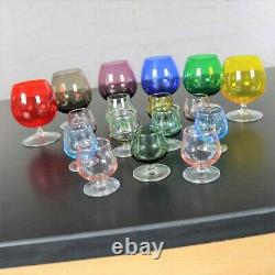 Set of 17 Multi Color Snifter Cocktail Glasses in Two Sizes