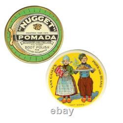 Set of 2 Antique Pocket Mirrors Nugget Pomada Polish & Van Camp's Pork & Beans