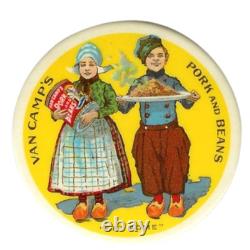 Set of 2 Antique Pocket Mirrors Nugget Pomada Polish & Van Camp's Pork & Beans