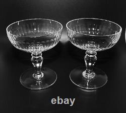 Set of 2 Baccarat RENAISSANCE Cut 4 1/4 Tall Champagne Sherbet Glasses, Signed