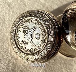 Set of 3 Turkish Sterling Silver Trinkets, Two with 19th C. Ottoman Coins