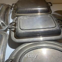 Set of 5 Antique English Silverplate Sheffield Silver Covered Split Two Part Dis