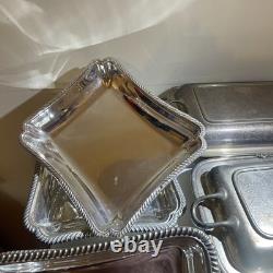 Set of 5 Antique English Silverplate Sheffield Silver Covered Split Two Part Dis