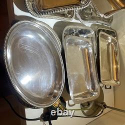 Set of 5 Antique English Silverplate Sheffield Silver Covered Split Two Part Dis