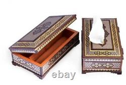 Set of Khatam Tissue Holder and Handicraft Cutlery Box Two Piece