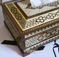 Set of Khatam Tissue Holder and Handicraft Cutlery Box Two Piece
