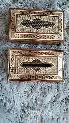 Set of Khatam Tissue Holder and Handicraft Cutlery Box Two Piece