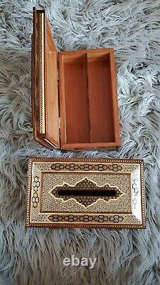 Set of Khatam Tissue Holder and Handicraft Cutlery Box Two Piece