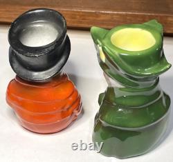 Set of TWO Royal Bayreuth Toothpick Holders Coachman AND Lamplighter Blue Mark