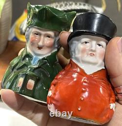 Set of TWO Royal Bayreuth Toothpick Holders Coachman AND Lamplighter Blue Mark