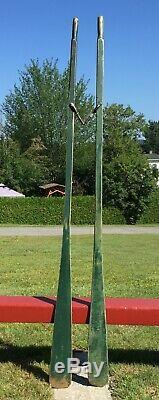 Set of TWO WOODEN OARS 84 with OLD PAINT + LOCKS Paddles Boat L@@K Nice Decor
