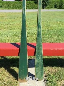 Set of TWO WOODEN OARS 84 with OLD PAINT + LOCKS Paddles Boat L@@K Nice Decor