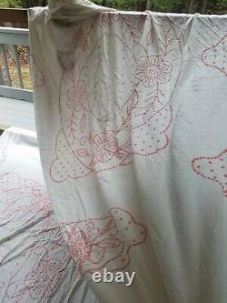 Set of TWO matching Vintage Chenille Hobnail Bedspreads Ruffles Pretty Coverlet